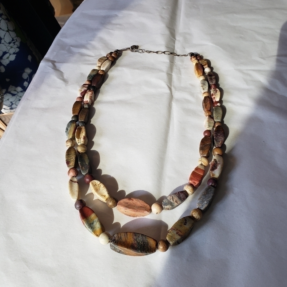 𝅺jay KING multi jasper double strandnecklace